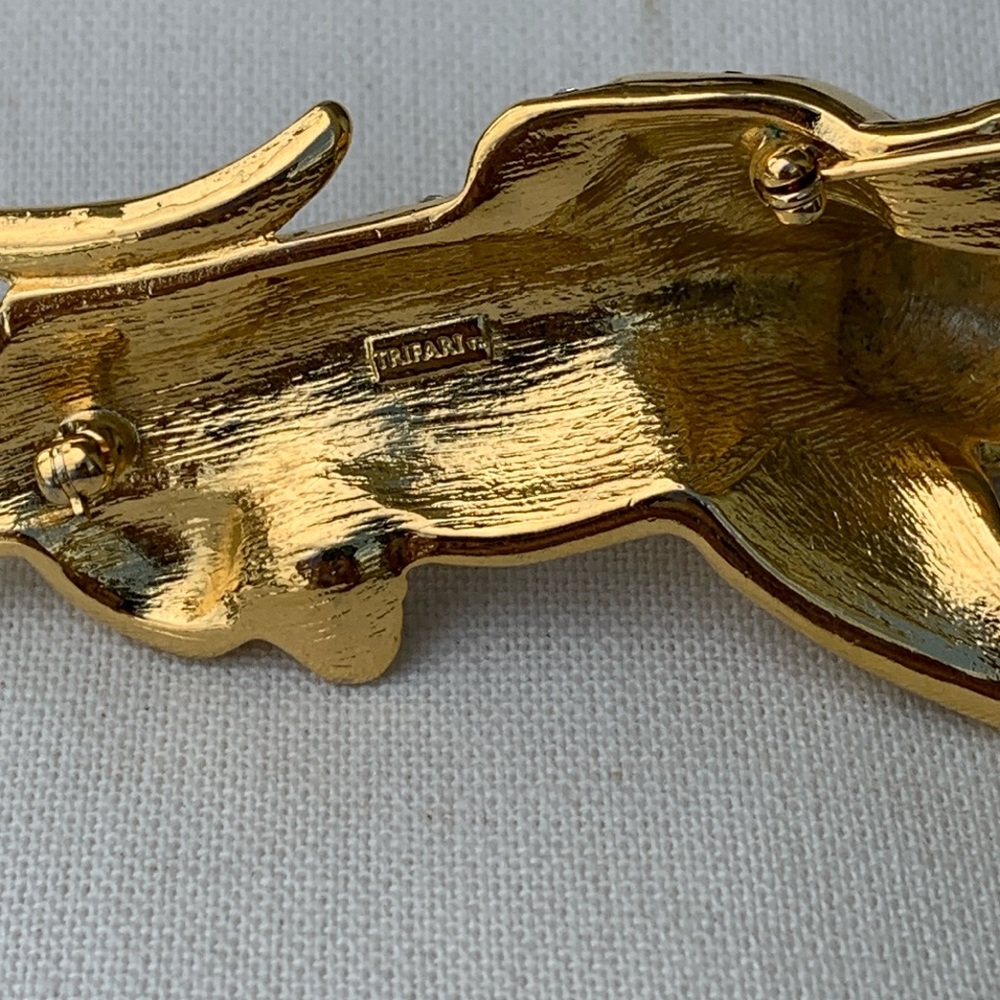 Vintage Trifari 1991 Rare gold tone pave limited edition crystal tiger brooch - Picture 8 of 9